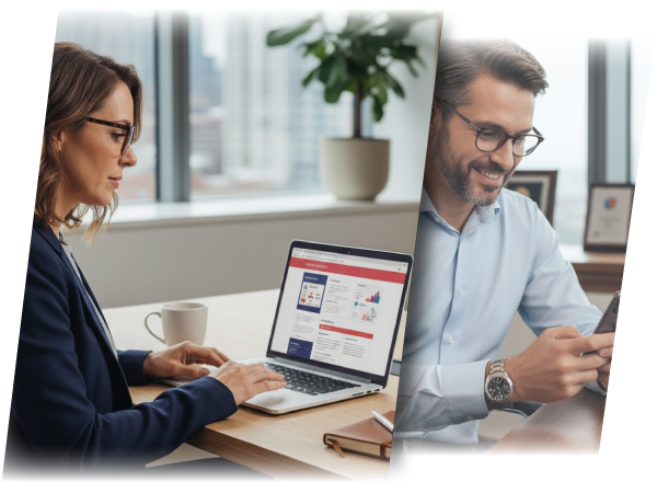 Profesionales trabajando en estrategias de comunicación y marketing digital en AN Difusión de Academia de Negocios