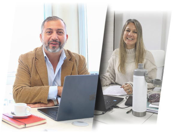 Guillermo Barchiesi y Betiana Rodríguez, de Academia de Negocios, trabajando en equipo