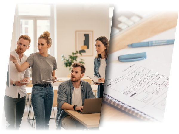 Emprendedores trabajando en equipo y planificando su negocio en el curso De la Idea al Negocio - Academia de Negocios